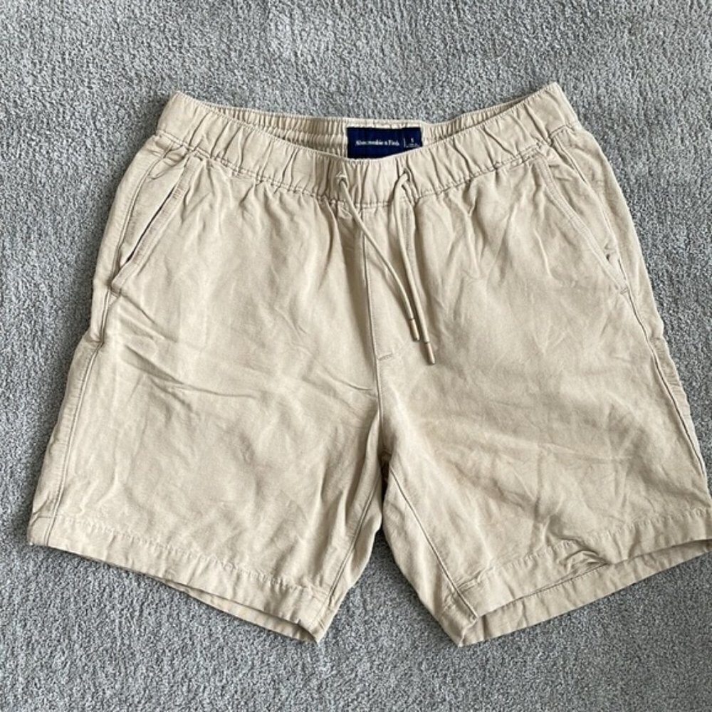 EC Abercrombie High Waisted Tan Drawstring Shorts - Size Small - Picture 1 of 3